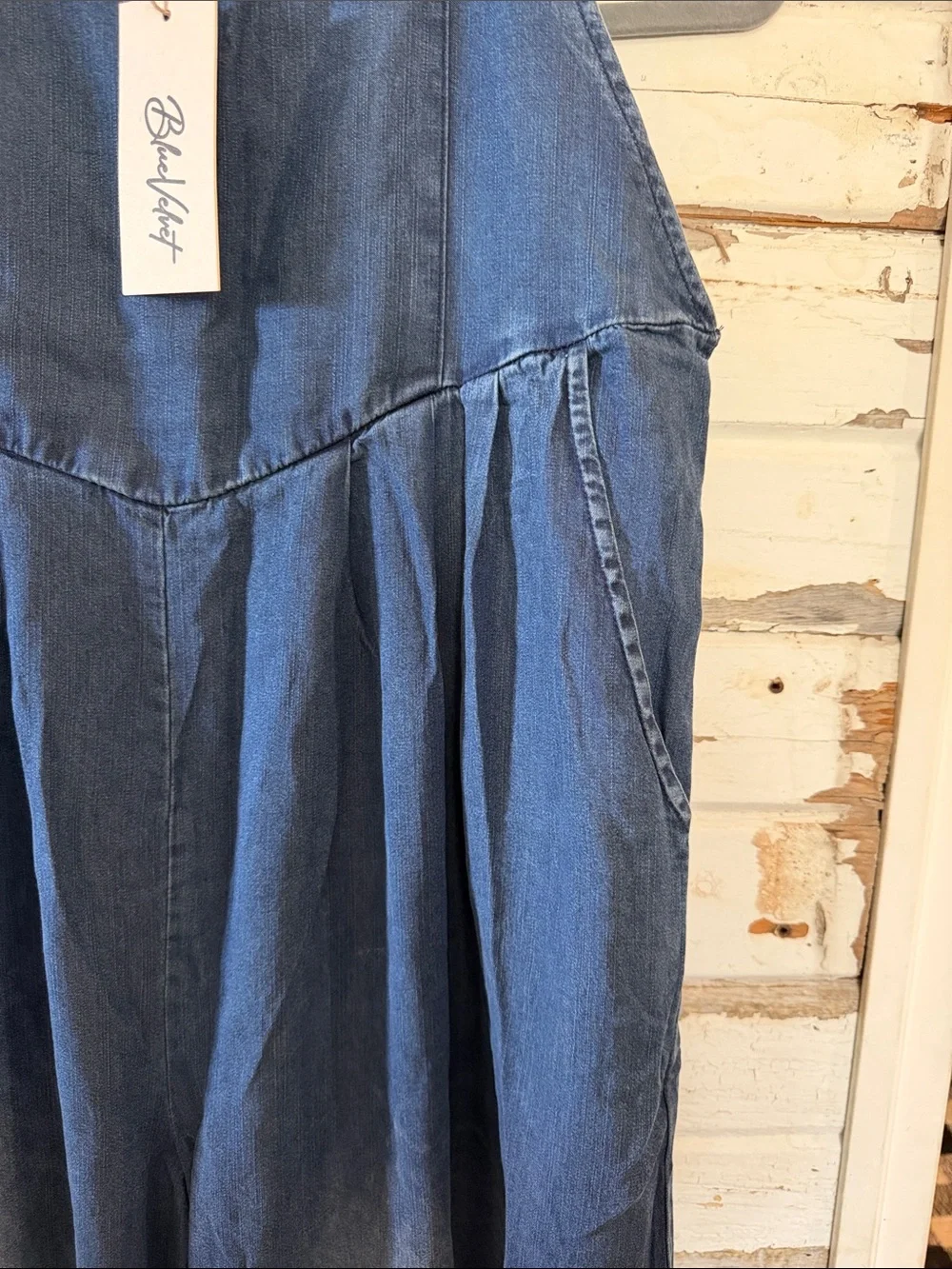 Blue Velvet Dark Blue Denim Women’s Overalls Dress